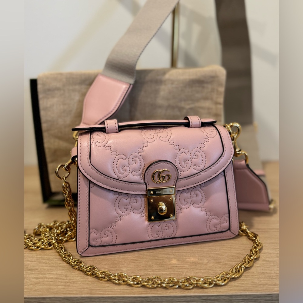 Gucci mini top handle bag with original strap & gucci chain